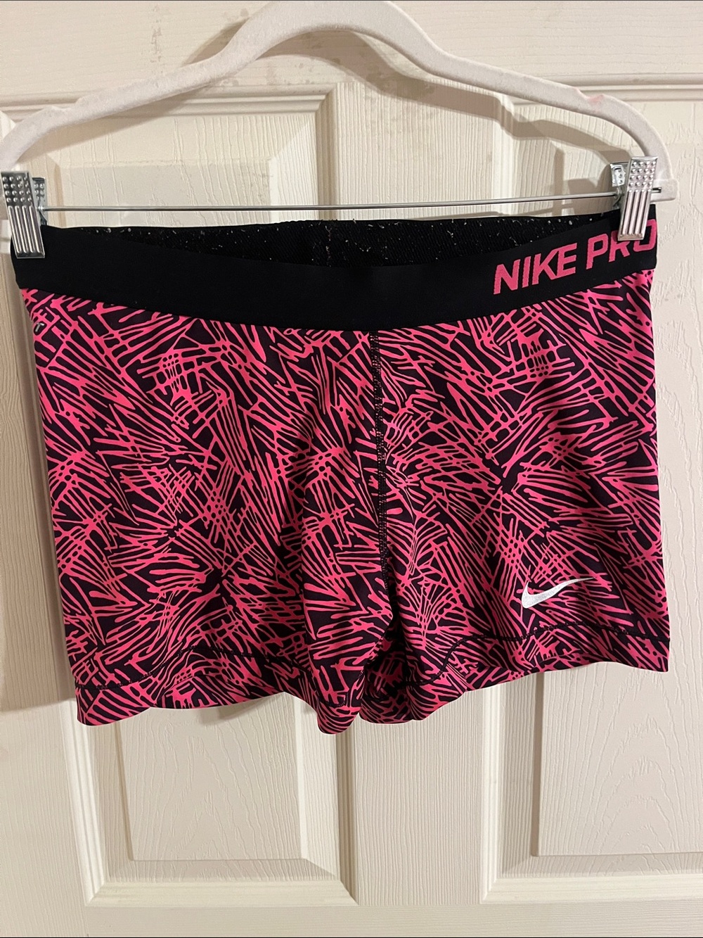 Nike Pro Women’s Pink and Black Printed Compression Shorts